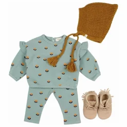 Búho Sweat Naïf Volants Coton Bio | Vert Cèdre