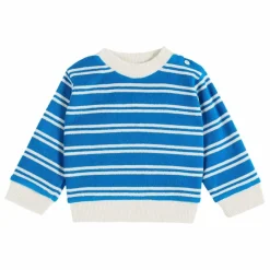 Emile et Ida Sweat Rayure | Bleu Sale