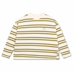 Sale Repose AMS Sweat Rayures Coton Bio | Vert kaki