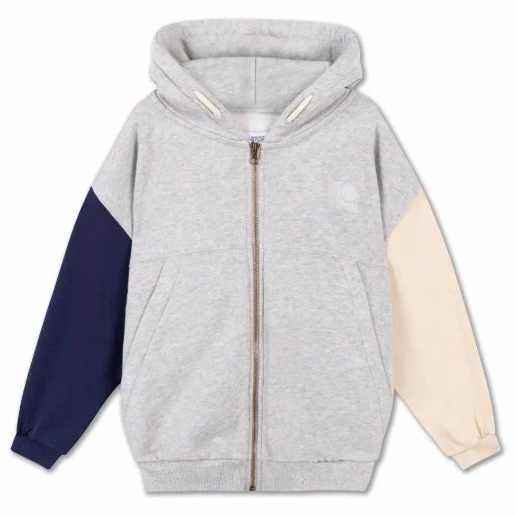 Enfant Repose AMS Sweat Zippé Tricolore Coton Bio |