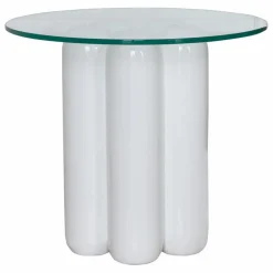 Cosin Table d'appoint avec plateau en verre | Blanc Outlet