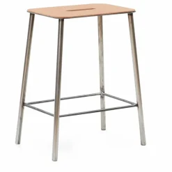 Online Frama Tabouret Adam, assise en cuir | Argenté