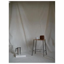 Online Frama Tabouret Adam, assise en cuir | Argenté