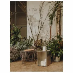 Online Frama Tabouret Adam, assise en cuir | Argenté