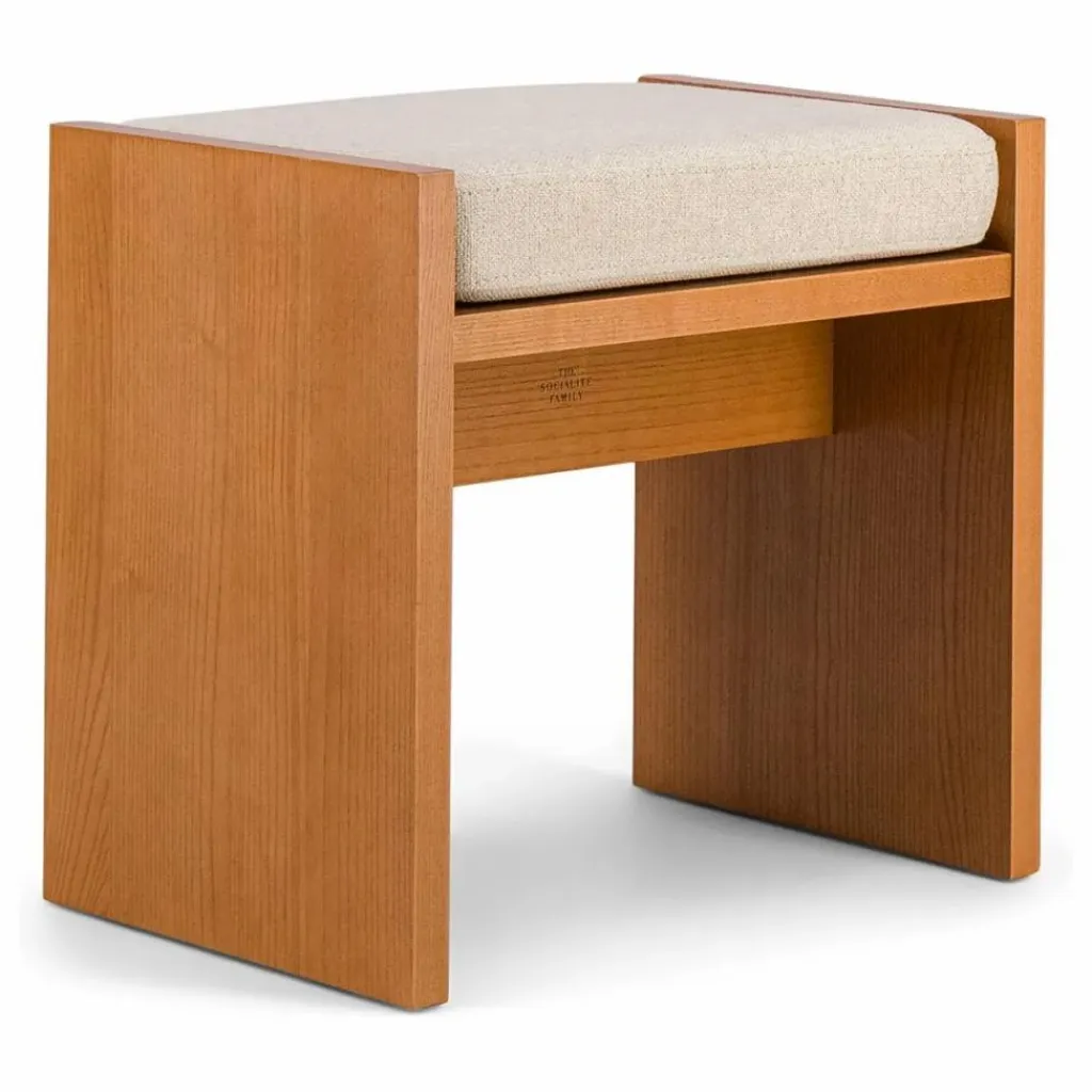 The Socialite Family Poufs, Matelas De Sol|Tabouret Chiesa en toile tissée et frêne finition iroko |