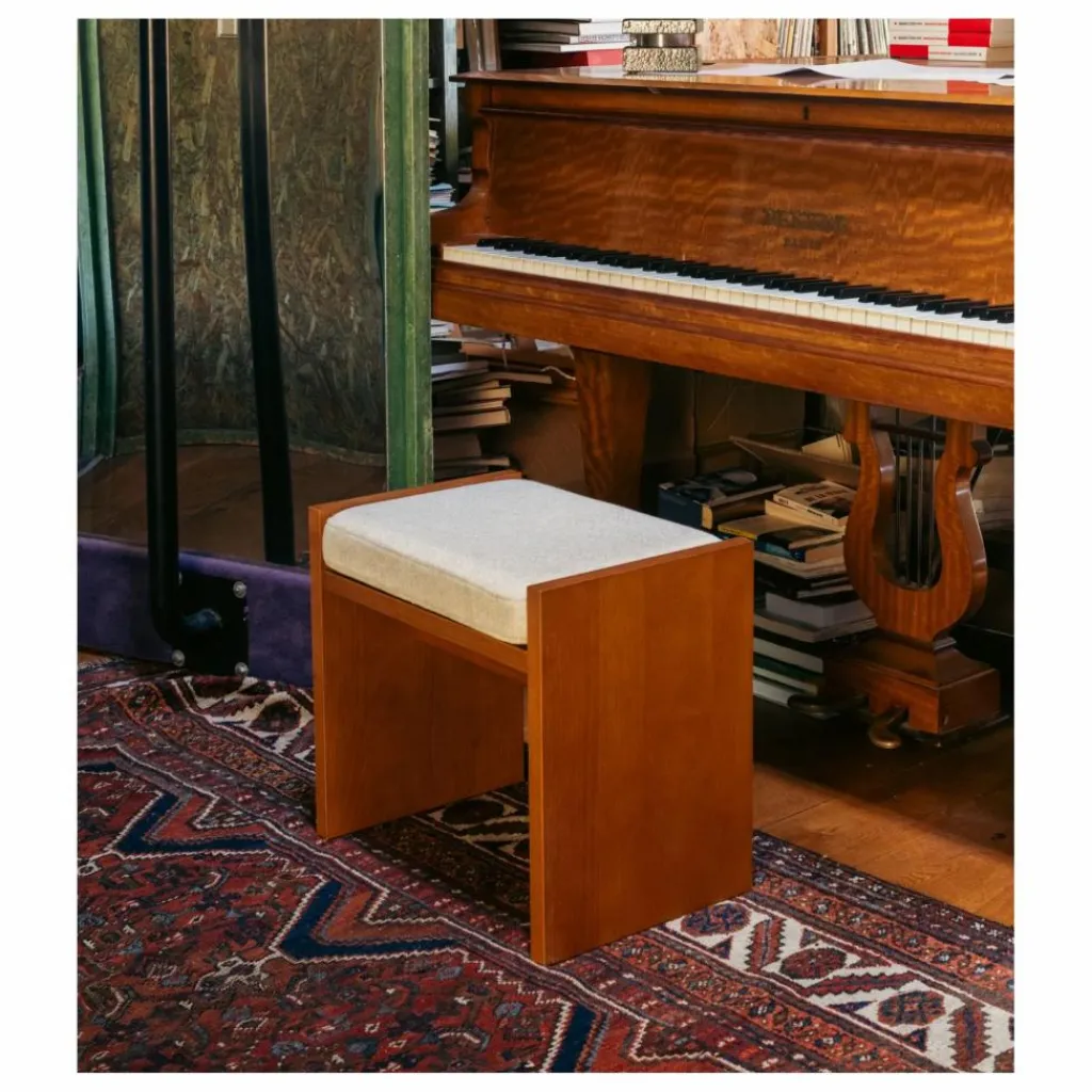 The Socialite Family Poufs, Matelas De Sol|Tabouret Chiesa en toile tissée et frêne finition iroko |