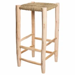 Cosydar Tabouret de bar en bois brut et palme