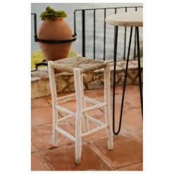 Cosydar Tabouret de bar en bois brut et palme
