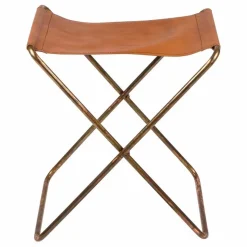 Broste Copenhagen Tabouret pliant Nola en cuir