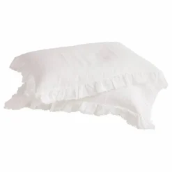 Hot Maison de Vacances Taie d'oreiller Boho en Lin Lavé | Blanc