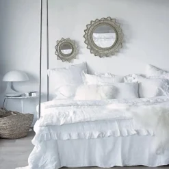 Hot Maison de Vacances Taie d'oreiller Boho en Lin Lavé | Blanc