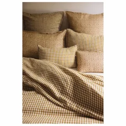 Gabrielle Paris Taie d'oreiller en lin lavé vichy | Curry