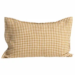 Gabrielle Paris Taie d'oreiller en lin lavé vichy | Curry