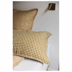 Gabrielle Paris Taie d'oreiller en lin lavé vichy | Curry