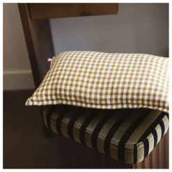 Gabrielle Paris Taie d'oreiller en lin lavé vichy | Curry