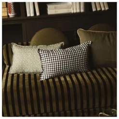 Gabrielle Paris Taie d'oreiller en lin lavé vichy | Noir Outlet