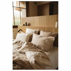 Gabrielle Paris Taie d'oreiller en lin lavé rayé | Café