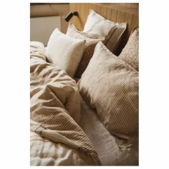 Gabrielle Paris Taie d'oreiller en lin lavé rayé | Café