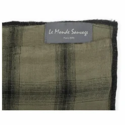 Le Monde Sauvage Taie d'oreiller Highlands en lin lavé | Vert kaki Hot