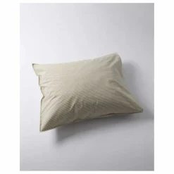 Suite 702 Taie d'oreiller Striped en percale organique - -Ecru | Olive Outlet