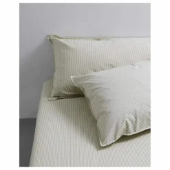 Suite 702 Taie d'oreiller Striped en percale organique - -Ecru | Olive Outlet