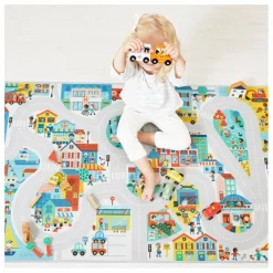 Janod Garages, Circuits|Tapis avec circuit Ville - Cross Roads