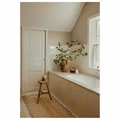 Layered Tapis de couloir en jute Scallop | Bleu