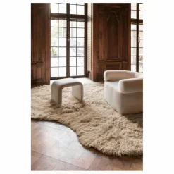 Layered Tapis en laine Shaggy Residue | Beige Sale