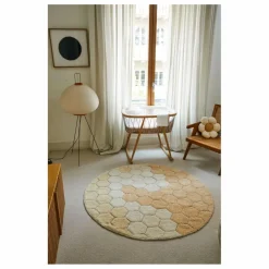 New Lorena Canals Tapis rond Honeycomb | Golden sand