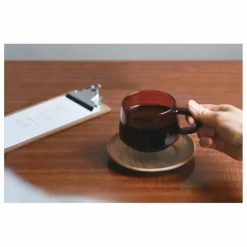 Kinto Tasse et soucoupe Sepia en teck | Ambre