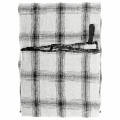 Le Monde Sauvage Torchon Highlands à carreaux en lin lavé | Blanc Hot