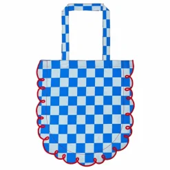 Bitossi Tote Bag en coton vichy Dama Azzurro | Bleu Sale