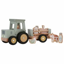 Little Dutch Tracteur avec remorque en bois FSC - Little Farm Multicolore Hot