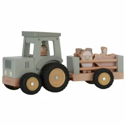 Little Dutch Tracteur avec remorque en bois FSC - Little Farm Multicolore Hot