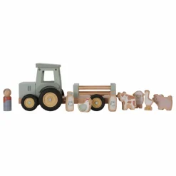 Little Dutch Tracteur avec remorque en bois FSC - Little Farm Multicolore Hot