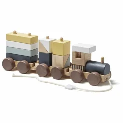 Kid's Concept Train avec cubes empilables en bois