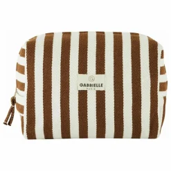Gabrielle Paris Trousse de toilette à rayures en coton | Mocha Discount
