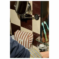 Gabrielle Paris Trousse de toilette à rayures en coton | Mocha Discount