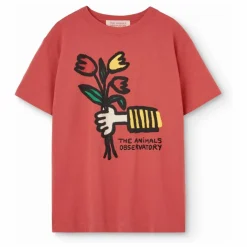 Outlet The Animals Observatory T-shirt Big Rooster Fleurs | Rouge