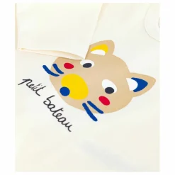 Hot Petit Bateau T-shirt Chat Coton Bio | Ecru
