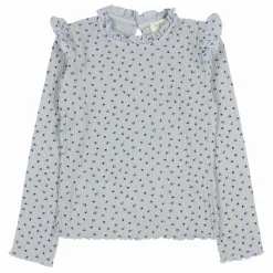 Búho T-shirt Côtelé Fleuri | Bleu gris Best