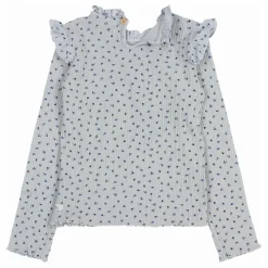 Búho T-shirt Côtelé Fleuri | Bleu gris Best