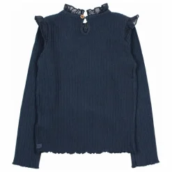 New Búho T-shirt Côtelé Volants | Bleu marine