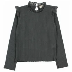 Búho T-shirt Côtelé Volants | Gris anthracite Best