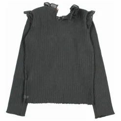 Búho T-shirt Côtelé Volants | Gris anthracite Best