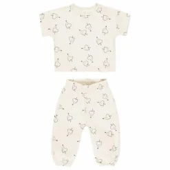 Quincy Mae T-shirt et Pantalon Cœurs | Ecru Sale