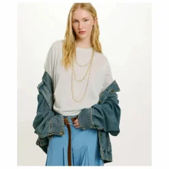 Momoni T-shirt Iora Métallisé | Gris clair Outlet