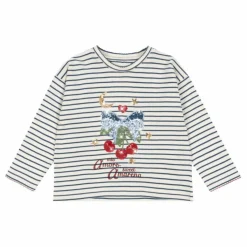 Konges Sløjd T-shirt Lin Rayé Coton Bio | Ecru Clearance