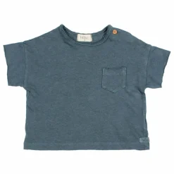 Búho T-shirt Manches Courtes Lin | Bleu canard Discount