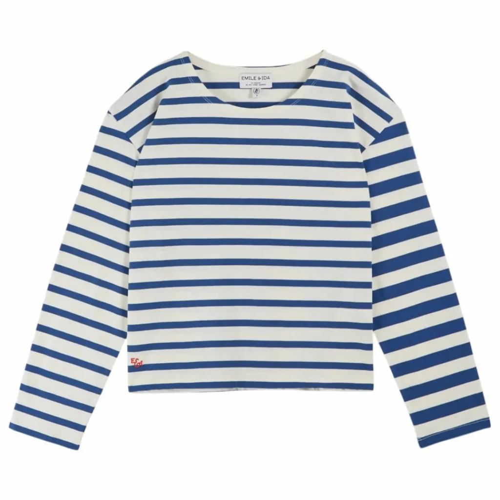 New Emile et Ida T-shirt Marinière Coton Bio | Ecru